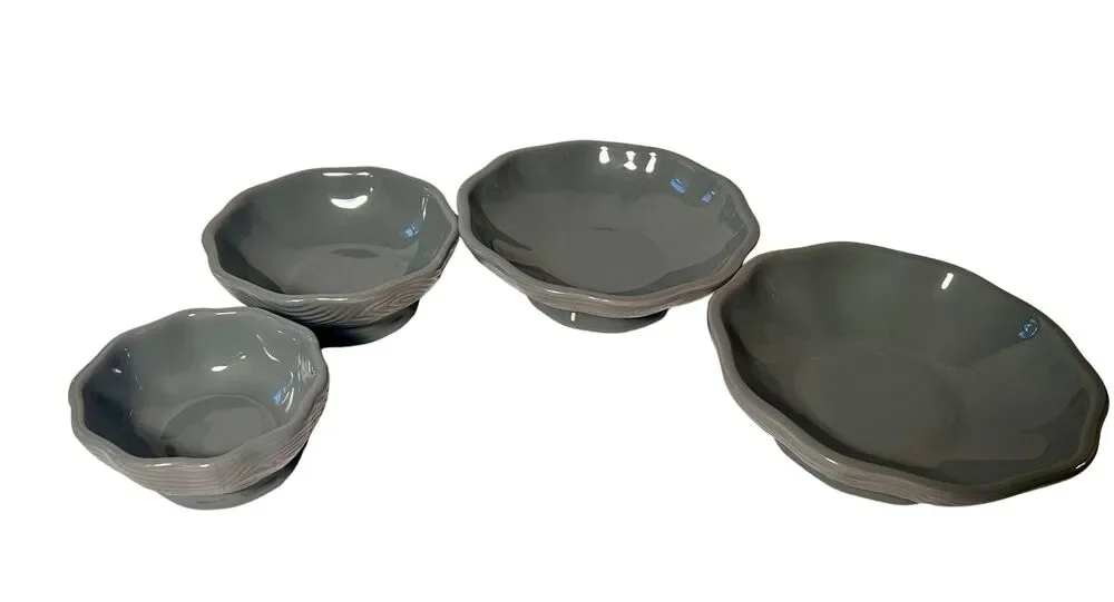 Temp-tations Gray Woodland Nesting Pedestal  Bowl Set of 4